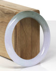 Baikalla Natural Icy Light Lavender & Oil-Green Jadeite Jade "Traditional Round" Bangle Bracelet (53.9mm)