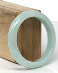 Baikalla Natural Light Apple-Green Jadeite Jade "Half Round" Bangle Bracelet (56.4mm)