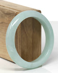 Baikalla Natural Light Apple-Green Jadeite Jade "Half Round" Bangle Bracelet (56.4mm)