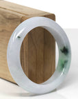 Baikalla Natural Icy Green Patch Jadeite Jade "Half Round" Bangle Bracelet (53.4mm)