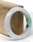Baikalla Natural Icy Green Patch Jadeite Jade "Half Round" Bangle Bracelet (53.4mm)