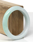 Baikalla Natural Light Apple-Green Jadeite Jade "Half Round" Bangle Bracelet (56mm)