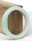 Baikalla Natural Light Apple-Green Jadeite Jade "Half Round" Bangle Bracelet (56mm)