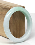 Baikalla Natural Light Apple-Green Jadeite Jade "Half Round" Bangle Bracelet (56mm)