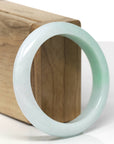 Baikalla Natural Light Apple-Green Jadeite Jade "Half Round" Bangle Bracelet (56mm)