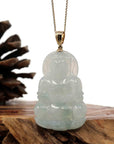 Baikalla Jewelry Jade Guanyin Pendant Necklace Nylon String Necklace Baikalla 14k "Goddess of Compassion" Genuine Burmese Jadeite Jade Guanyin Pendant With VS1 Diamond Bail