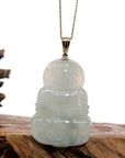 Baikalla Jewelry Jade Guanyin Pendant Necklace Copy of Copy of Baikalla 14k "Goddess of Compassion" Genuine Burmese Jadeite Jade Guanyin Pendant With VS1 Diamond Bail
