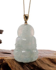 Baikalla Jewelry Jade Guanyin Pendant Necklace Copy of Copy of Baikalla 14k "Goddess of Compassion" Genuine Burmese Jadeite Jade Guanyin Pendant With VS1 Diamond Bail