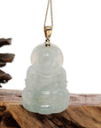 Baikalla Jewelry Jade Guanyin Pendant Necklace Copy of Copy of Baikalla 14k "Goddess of Compassion" Genuine Burmese Jadeite Jade Guanyin Pendant With VS1 Diamond Bail