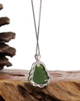 Baikalla Baikalla™ Sterling Silver Genuine Nephrite Green Jade Small Buddha Pendant Necklace