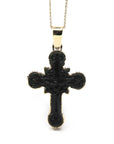 Baikalla Jewelry 24K Pure Yellow Gold Pendant 14K Yellow Gold & Black Nephrite Jade Crucifix Pendant
