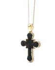 Baikalla Jewelry 24K Pure Yellow Gold Pendant 14K Yellow Gold & Black Nephrite Jade Crucifix Pendant