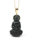 Baikalla Jewelry Gold Jade Pendant Copy of Baikalla™ 14K Yellow Gold Genuine Nephrite Dark Green Jade " Da Hei Tian " Pendant Necklace