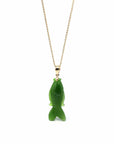 Baikalla Jewelry Gold Jade Necklace Copy of Baikalla™ : " Gold Fish " 14k Yellow Gold Genuine Nephrite Green Jade Pendant Necklace