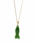 Baikalla Jewelry Gold Jade Necklace Copy of Baikalla™ : " Gold Fish " 14k Yellow Gold Genuine Nephrite Green Jade Pendant Necklace