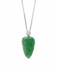 Baikalla Jewelry Jade Guanyin Pendant Necklace Copy of Copy of Copy of Genuine Ice Jadeite Jade Jin Zhi Yu Ye (Leaf) Necklace With Rose Gold VSI Diamond Bail