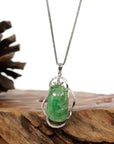 Baikalla Jewelry 18k Gold Jadeite Necklace Copy of 18K White Gold Oval Imperial Jadeite Jade Cabochon Necklace with Diamonds
