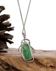 Baikalla Jewelry 18k Gold Jadeite Necklace Copy of 18K White Gold Oval Imperial Jadeite Jade Cabochon Necklace with Diamonds