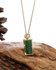 Baikalla Jewelry 18k Gold Jadeite Necklace 18k White Gold Genuine Burmese Jadeite Bamboo Pendant Necklace With Diamond
