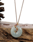 Baikalla Jewelry Gold Jadeite Pendant Copy of 18k Rose Gold Genuine Jadeite Constellation (Pisces) Necklace with Diamonds & Tourmaline