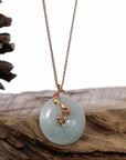 Baikalla Jewelry Gold Jadeite Pendant Copy of 18k Rose Gold Genuine Jadeite Constellation (Pisces) Necklace with Diamonds & Tourmaline