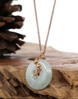 Baikalla Jewelry Gold Jadeite Pendant Copy of 18k Rose Gold Genuine Jadeite Constellation (Pisces) Necklace with Diamonds & Tourmaline