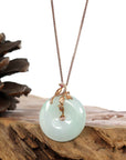 Baikalla Jewelry 18k Gold Jadeite Necklace Copy of Copy of Baikalla™ "Good Luck Birdie" 18k Rose Gold Genuine Burmese Jadeite Lucky Kou Kou Pendant Necklace With AA Tourmaline & Diamonds