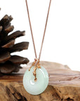 Baikalla Jewelry 18k Gold Jadeite Necklace Copy of Copy of Baikalla™ "Good Luck Birdie" 18k Rose Gold Genuine Burmese Jadeite Lucky Kou Kou Pendant Necklace With AA Tourmaline & Diamonds