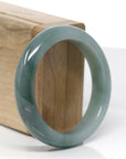 Baikalla Natural Oil-Green Jadeite Jade "Half Round" Bangle Bracelet (54.6mm)