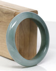 Baikalla Natural Oil-Green Jadeite Jade "Half Round" Bangle Bracelet (54.6mm)