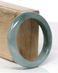Baikalla Natural Oil-Green Jadeite Jade "Half Round" Bangle Bracelet (54.6mm)