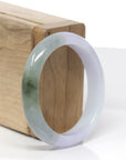 Baikalla Natural Light Lavender & Oil-Green Jadeite Jade "Oval" Bangle Bracelet (52.5mm)