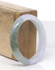 Baikalla Natural Light Lavender & Oil-Green Jadeite Jade "Oval" Bangle Bracelet (52.5mm)