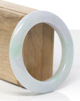 Baikalla Natural Light Green & Lavender W/ Yellow Patches Jadeite Jade "Half Round" Bangle Bracelet (53.7mm)