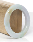 Baikalla Natural Light Green & Lavender W/ Yellow Patches Jadeite Jade "Half Round" Bangle Bracelet (53.7mm)