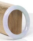 Baikalla Natural Icy Light Lavender & Green Jadeite Jade "Traditional Round" Bangle Bracelet (56.6mm)