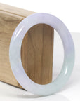 Baikalla Natural Icy Light Lavender & Green Jadeite Jade "Traditional Round" Bangle Bracelet (56.6mm)
