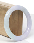 Baikalla Natural Icy Light Lavender & Green Jadeite Jade "Traditional Round" Bangle Bracelet (56.6mm)