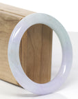 Baikalla Natural Icy Light Lavender & Green Jadeite Jade "Traditional Round" Bangle Bracelet (56.6mm)