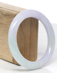 Baikalla Natural Icy Light Lavender & Green Jadeite Jade "Traditional Round" Bangle Bracelet (56.6mm)