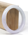 Baikalla Natural Light Lavender & Green W/ Sajin (Golden Dust) Jadeite Jade "Half Round" Bangle Bracelet (59.5mm)