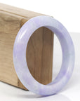 High-End Natural Vixen Lavender Jadeite Jade "Half Round" Bangle Bracelet (55mm)