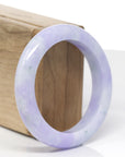 High-End Natural Vixen Lavender Jadeite Jade "Half Round" Bangle Bracelet (55mm)