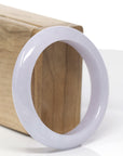 Baikalla Natural Light Lavender Jadeite Jade "Half Round" Bangle Bracelet (56.1mm)