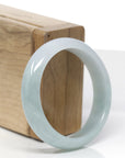 Baikalla Natural Light Blue-Green Jadeite Jade "Half Round" Bangle Bracelet (52.5mm)