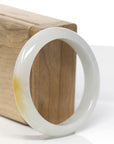 Baikalla Natural Yellow Patch Jadeite Jade "Half Round" Bangle Bracelet (55.7mm)