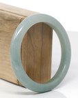 Baikalla Natural Oil-Green Jadeite Jade "Half Round" Bangle Bracelet (58.6mm)