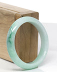 Baikalla Natural Apple-Green Jadeite Jade "Half Round" Bangle Bracelet (53mm)