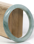Baikalla Natural Blue-Green Jadeite Jade "Half Round" Bangle Bracelet (63.5mm)