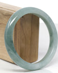Baikalla Natural Blue-Green Jadeite Jade "Half Round" Bangle Bracelet (63.5mm)